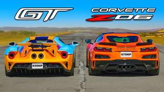 Ford GT v Corvette Z06 DRAG RACE [upl. by Erinna225]