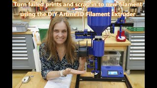 Turn failed prints and scrap in to new filament using the DIY Artme3D Filament Extruder [upl. by Anez32]