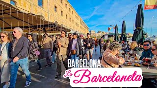 Crowded Barceloneta Neighborhood in Barcelona [upl. by Lamarre]