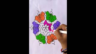 179 dots flower rangoli  Diwali special rangoli 17 dots kolam design muggulu [upl. by Loren]