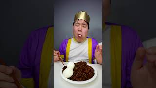 ASMR MUKBANG  Spicy Chicken  black bean noodles eating HUBA shorts [upl. by Atsahs]