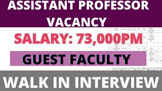 Golden ChanceAssistant Professor RecruitmentGuest Faculty from Govt Univ guestfacultyrecruitment [upl. by Yruj311]