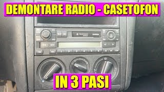 TUTORIAL Demontare radio casetofon VW Golf 4 Bora in 3 pasi simpli [upl. by Ecyac]