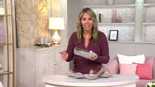 Skechers Cleo Point Recycled Vegan Sparkle Knit Bow Flats Glitzy Haze on QVC [upl. by Ecilahc]