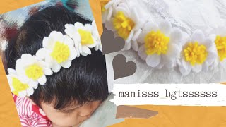 bandana bunga untuk bayi  balita  anak dari kain flanel 01  diy simple baby headband 01 [upl. by Siravat116]