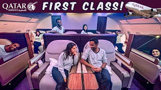 12 hours in Qatar Airways first class  Perth to Doha  Qatar Airways A380 [upl. by Einahpets]