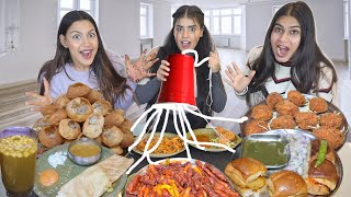 Pull The String Challenge  Golgappa Momos Dosa Pav Bhaji Chilli Potato Vada Pav Challenge [upl. by Allen]