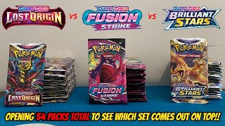 LOST ORIGIN vs FUSION STRIKE vs BRILLIANT STARS 54 Packs Pokemon Card Opening Battle [upl. by Yxor244]