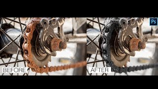 Change Bicycle Rusty Chain to New Chain Photoshop Tutorial [upl. by Norris]