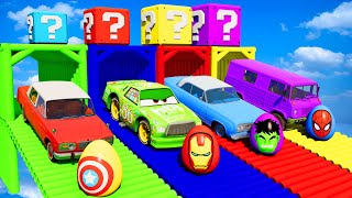 LONG CARS vs SPEEDBUMPS  Big amp Small Long Mcqueen with BTR Wheels vs Thomas Trains  BeamNGDirve [upl. by Tloh]