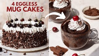 Turning BIG Cakes into MUG CAKES😱 4 Eggless Mug Cake Recipes  2 Min Cakes at Home [upl. by Arvin]