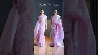 Wearing VS Styling A Organza Saree 🌸❤️ styling sareedraping [upl. by Delacourt]