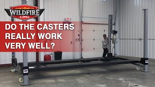 How Easy Moving A 4 Post Car Lift On Casters [upl. by Deevan]