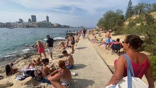 Malta Walking Tour Beach Walk St Julian Sliema St Julians to Sliema Beaches [upl. by Juieta]