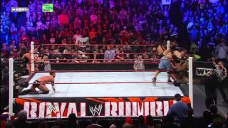 John Cena runs into The New Nexus in the Royal Rumble Match Royal Rumble 2011 [upl. by Nidya]