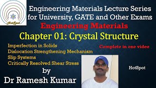 Engineering Materials Chapter01 Crystal Structure Imperfection Slip Systems Critically Resolved [upl. by Amliw]