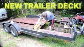 Replace  Install NEW Wood Deck and Painting Car Hauler TRAILER [upl. by Sibeal]