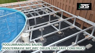 Poolumrandung für Rundpool rundes Terrassen Podest selber bauen mit Easy Construct und WPC Dielen [upl. by Eilsil]