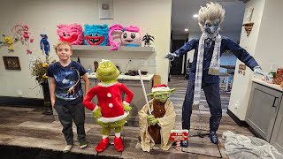 Unboxing 3 New Christmas Holiday Animatronics Jack Frost The Grinch and Yoda from Home Depot [upl. by Anawit]