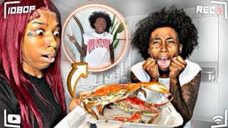 PUTTING A LIVE CRB 🦀 ON MY ANGRY GIRLFRIEND  HILARIOUS [upl. by Amapuna]