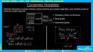 ÁLGEBRA  COCIENTES NOTABLES 1 UNSAACCEPRU [upl. by Llireva]