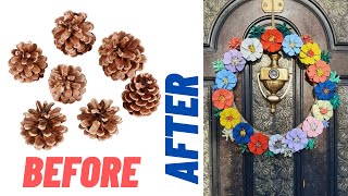 DIY Pine Cone Wreath Tutorial  Easy Christmas Crafts for Door Fall amp Fireplace Decorations [upl. by Pooley1]