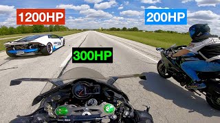 SAVAGE SHEEPY RACE 1200HP TWIN TURBO LAMBO VS 300HP H2R VS CARBON H2 [upl. by Airehc]