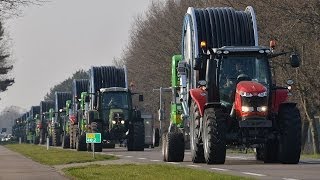 Afleveren van 13 van de 25 nieuwe Bauer beregeningsmachines door Rovadi Trekkerweb [upl. by Hendry]