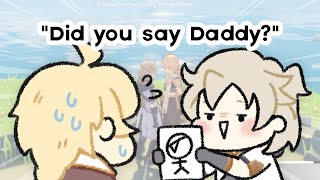 quotdid you say Daddyquot  Genshin Impact Aether and Albedos VAs stream clip animatic [upl. by Nosirb]