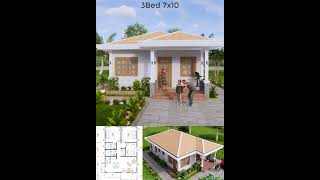 Simple House Design 7x10 Meter Home Plan 23x33 Feet 3 Bedrooms homedesign housedesign houseplans [upl. by Isabelita]