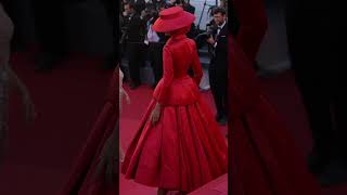 Rawdah Mohamed in monochromatic red dior look for cannesfilmfestival cannes cannes2024 [upl. by Aliuqaj]