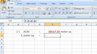 Excel Formula Acre  Meter sq [upl. by Ahsikat272]