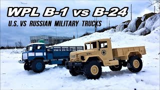 WPL B1 vs WPL B24 RC Military Trucks US and Russian High Imitation 116 4x4 Trucks [upl. by Regan]