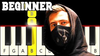 Faded  Alan Walker  Very Easy and Slow Piano tutorial  Only White Keys  Beginner  Complete Song [upl. by Emalee]