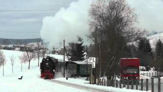 Fichtelbergbahn im Winter  27012012  Schmalspurbahn  Dampflok [upl. by Dronel]