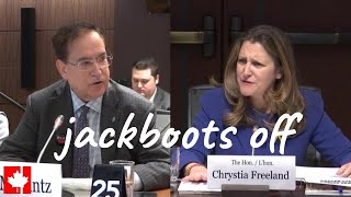 Freeland LOSES IT when urged to quottake the JACKBOOTS off the necks of Canadiansquot [upl. by Nyladnohr]