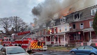 Lancaster City 3rd Alarm Row Home Fire Box64 3132023 [upl. by Dasa]