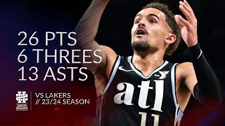 Trae Young 26 pts 6 threes 13 asts vs Lakers 2324 season [upl. by Asiled635]