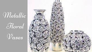 Diy Metallic Rose Vases Simple and Inexpensive Home Decorating idea [upl. by Ennaer]