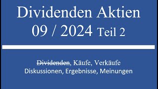 Dividenden Aktien Depot im Monat 09 2024  Teil 2 [upl. by Milore]