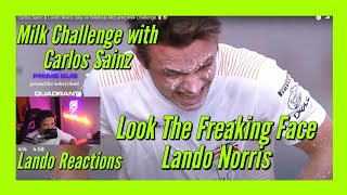 LANDO NORRIS REACTIONS MILK CHALLENGE SKYSPORTS quotCARLANDOquot [upl. by Leahcimluap990]