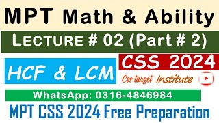 Basic Math amp Ability CSS MPT 2024  Lecture  2 Part  2  MPT CSS 2024 Free Preparation  FPSC [upl. by Seldan]