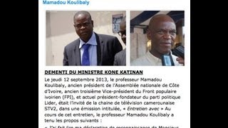 Allégeance à Ouattara  Koné Katinan dément Koulibaly  Devoir dHistoire  170913 [upl. by Enamrahs719]