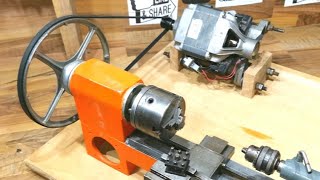 How to Make Homemade Metal Lathe Using Washing Machine Motor [upl. by Angadreme]