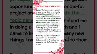 how to write acknowledgement for school project  how to write acknowledgement in project file [upl. by Meek]