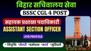 Assistant Section Officer Job Profile  BSSC CGL 4 Post  सहायक प्रशाखा पदाधिकारी बिहार सचिवालय [upl. by Jerald]