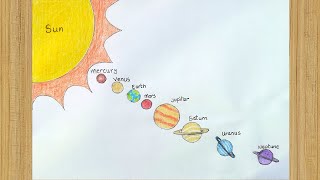 How to Draw Solar System in Easy Way in A4 Size Paper  Solar System Drawing Full [upl. by Adnyl]