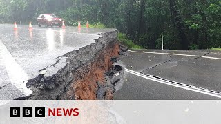 Queensland floods Australia airport submerged and crocodiles seen after record rain  BBC News [upl. by Tillio]