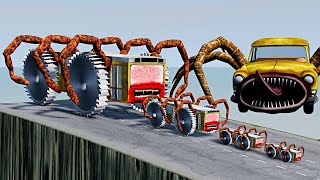 Bus Eater Saw Wheels Downhill Jump with CAR EATER amp HOUSE HEAD amp SCARY MOON – BeamNGDrive [upl. by Prouty118]