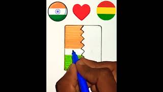 India flag 🇮🇳 Bolivia flag 🇧🇴drawing beautiful shortvideo trending art viralvideo indianflag [upl. by Azeel]